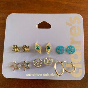 Bundle 3 for $12.  Six pairs of Claire's Gold Tone Stud Earrings